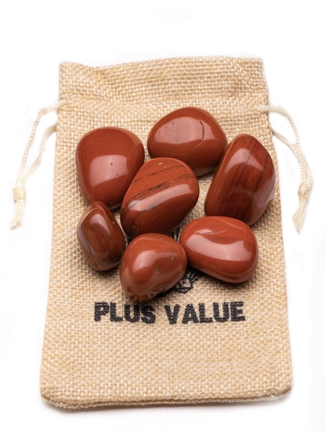 Plus Value أحجار اليشب الأحمر من بلس فاليو، حجر ناري لفاستو فنغ شوي، شاكرا أورا، كريستالات علاجية شخصية ريكي (200 غرام، مع حقيبة من الجوت) - Image 1